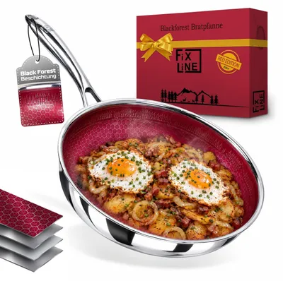 Produktbild von FIXLINE Wabenpfanne 28 cm rot – Black Forest Edition – kratzfeste Beschichtung ohne , Induktion, bis 230 °C