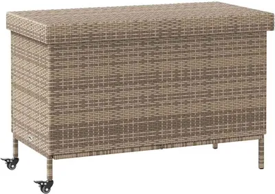Obrázek produktu pro Zahradní úložný box s kolečky šedý 110x55x73 cm polyratan