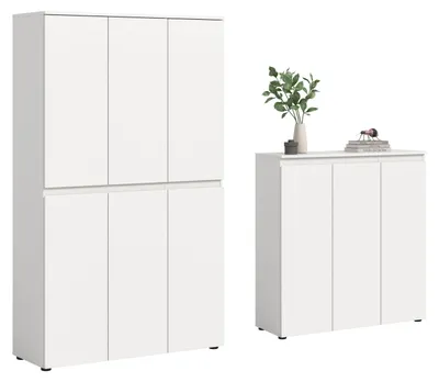 Image de Scarpa ensemble de chambre à coucher armoire et buffet, 9 portes blanches.