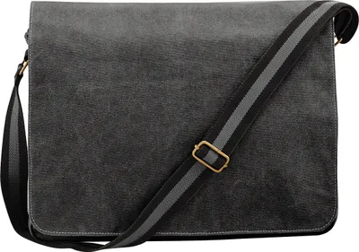 Produktbild von Quadra QD610 | Vintage Canvas Despatch Bag / Umhängetasche - Farbe: Vintage Black - Größe: 40 x 30 x 12 cm