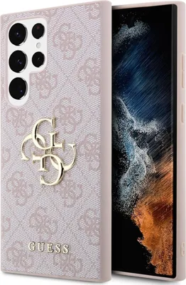 Produktbild von Guess Schutzhülle Rosa 4G-Muster für Samsung Galaxy S24 Ultra, Materialmix (TPU, PC, Kunstleder, Silikon, Textil), Kratz- & Stoßschutz, erhöhte Bildschirm- & Kamerakanten, präzise Ausschnitte, abgedeckte Tasten, flexible, rutschfeste Oberfläche, Lizenzprodukt, Designed in Frankreich