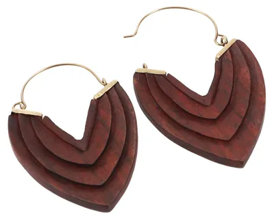 Produktbild von Filigran Geschnitzte Boho Ethno Holz Ohrringe, Braun - Modell 2, Holz,Metall, 7*4*0,5 cm, Ohrringe + Ohrstecker Modeschmuck