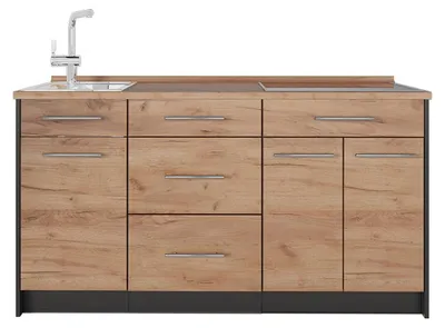Obrázek produktu pro Kuchyňský blok Vicco Fame-Line Zlatý mocný dub/Antracit 150 cm, PD Dub, Model 65384