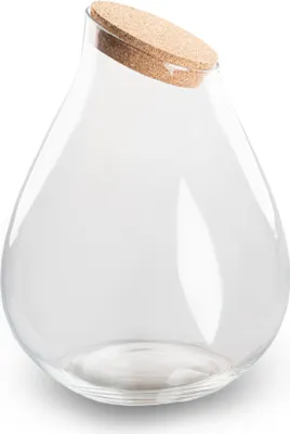 Obrázek produktu pro Teráriová láhev Drop XXL s korkovým uzávěrem – Ø 34 cm ↕ 43 cm – Velká skleněná láhev ve tvaru kapky z recyklovaného skla – objem cca 18,5 l – Ideální pro terárií vlastní výroby a mini ekosystémy
