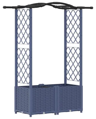 Obrázok produktu pre VidaXL Vyvýšený záhon s mriežkou na popínavé rastliny a strechou, sivý, 125 x 40 x 138 cm, PP