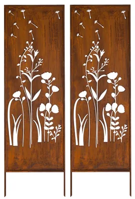 Produktbild von Sichtschutz Metall 2x - 160 cm x 50 cm - Edelrost - Rostoptik Sichtschutz für Garten - Sichtschutzelement - Sichtschutzwand - Gartendekoration Zaun Spare ganz einfach 5 €