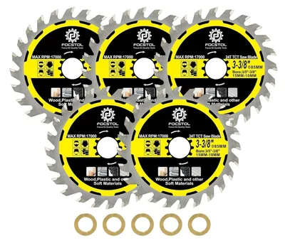 Obrázek produktu pro Příčné pilové kotouče, TCT, 85 mm x 15 mm, 5 kusů, pro řezání dřeva a plastu, pila, 24 zubů