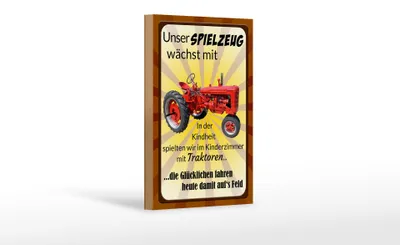 Produktbild von Holzschild Spruch 12x18 cm Spielzeug wächst mit Traktor