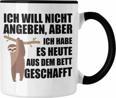 Produktbild von Trendation -  - Lustige Faultier Tasse Ich Will Nicht Angeben Geschenk Kollegin Kollege Büro Arbeit Bürotasse Geschenkidee Arbeitskollegin (Schwarz)
