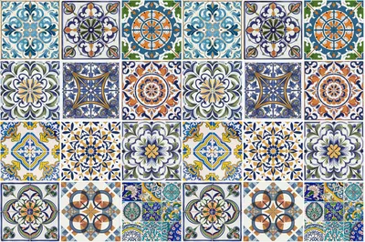 Produktbild von Fliesenaufkleber 20 x 20 cm – 24 Stück – Selbstklebend – Wasserfest – Pflegeleicht – Hitzebeständig – Für Küche & Bad – Keramikmosaik mit Ornamenten