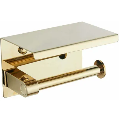 Produktbild von Goldener Toilettenpapierhalter 304 Edelstahl Toilettenpapierhalter mit Regal Wandmontierter Toilettenpapierhalter für Badezimmer (Gold)