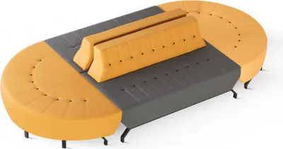 Produktbild von Oval Sofa Big Arbeitszimmer Foyer Art D Gelb Grau Ledersofa