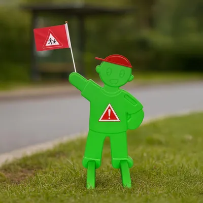 Imagen del producto de Figura de advertencia para niños con una bandera roja