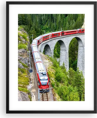 Produktbild von Gerahmtes Poster - Schwarzer Rahmen - Viadukt Landwasser Zug - 40x50 cm - Wand Bild - Wanddeko - Wandbilder - Kunstposter - Wandposter - Bilderrahmen - Bilder - Kunstdruck - P2BPA40x50-4605