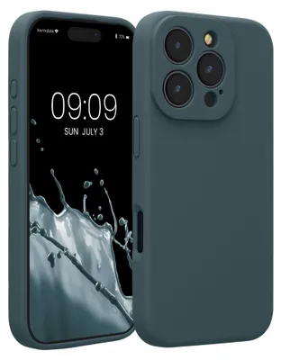 Produktbild von kwmobile Handyhülle für Apple iPhone 16 Pro Hülle - gummierte Handy Silikon Case für iPhone 16 Pro - Schutzhülle Cover - Dunkler Schiefer