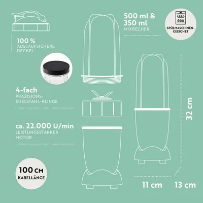 Productafbeelding van GOURMETmaxx Mr. Magic Power 400 Pro met accessoire set L - Voor shakes, smoothies en meer.