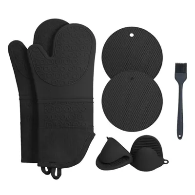Produktbild von Ofenhandschuhe & Hitzeschutzmatte, Silikonhandschuhe, Silikon-Minispatel, Silikon-Hitzeschutz, Silikon-Pinsel, bis 600°C, für Küche, Backen & Grillen