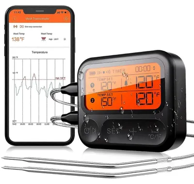 Produktbild von Digitales Bluetooth Fleischthermometer mit App und Alarm, Kabelloses Küchenthermometer für präzises Grillen und Kochen