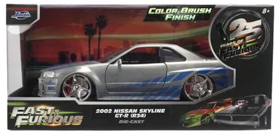 Immagine prodotto di Jada Toys, modellino della Nissan Skyline GT-R 2002, ispirato al film "Fast & Furious" – veicolo da collezione