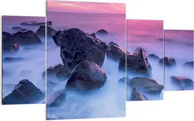 Produktbild von Bild auf Leinwand - Leinwandbild - Strand ufer wolken dämmerung - 160x90cm - Wand Bild - Wanddeko - Leinwanddruck - Bilder - Kunstdruck - Wanddekoration - Leinwand bilder - Wandkunst - DL160x90-2409