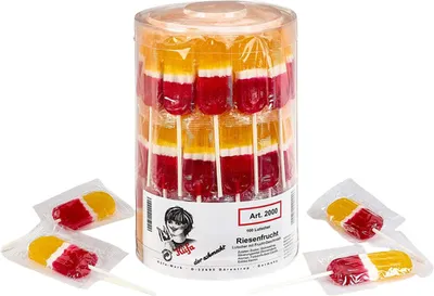 Produktbild von Küfa Riesen Fruchtlutscher in der Farbkombination Gelb Rot Weiß 2200g