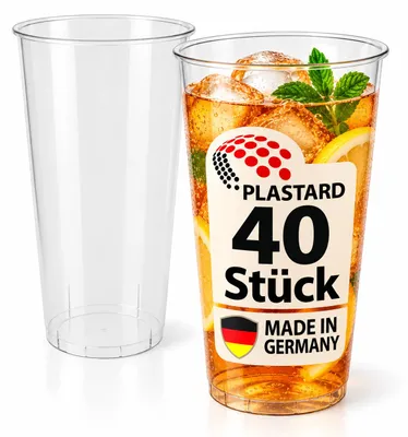 Produktbild von Plastard Trinkbecher Mehrweg 500 ml Transparent 40 Stück BPA-frei, KI-generiertes Bild