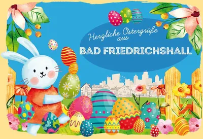 Produktbild von vianmo Holzschild 20x30 cm Ostergrüße BAD FRIEDRICHSHALL Ostern