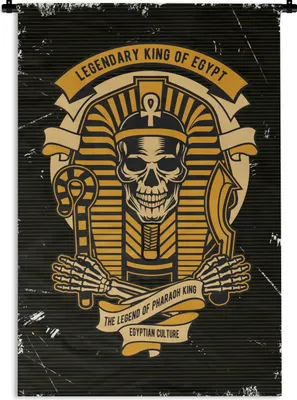 Produktbild von MuchoWow® Wandteppich Wandbehang Pharao - Ägypten - Skelett - Retro 60x90 cm Tapisserie Dekoration Wandtuch - Foto-Teppich - Abwaschbar