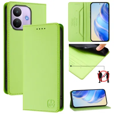 Image de Étui en cuir pour Xiaomi Redmi Note 17 Pro 5G, type portefeuille rabattable avec compartiments pour cartes, porte-monnaie et support. Couleur : vert