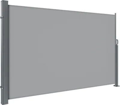 Produktbild von Faziango Seitenmarkise 300 x 160 cm Ausziehbar Windschutz, Sichtschutz für Balkon & Terrasse, Seitenrollo mit Wandhalterung Sonnenschutz - Grau Markise