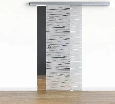 Produktbild von Pertura Glasschiebetür Komplettset Glera Tidal 02 775x2050 mm Rechts inkl.Beschlag Selir Aluminium Edelstahloptik,Griffm