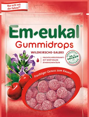 Obrázek produktu pro Em eukal gumové kapky divoké byliny šalvěj s jemnou cukrovou krustou 90g