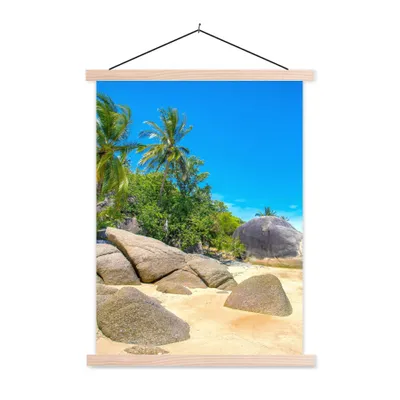 Produktbild von MuchoWow® Textilposter Strand - Tropen - Meer - Pflanzen 120x160 cm mit holzfarbenen Rahmen - Plakatkarton