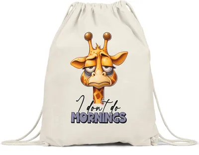 Produktbild von I don't do mornings Turnbeutel lustiger Spruch Morgenmuffel Giraffe