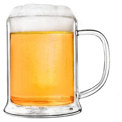 Produktbild von Creano doppelwandiges Bierglas 500ml, Thermoglas Beerglass, Bierkrug, Humpen, Geschenk zum Vatertag