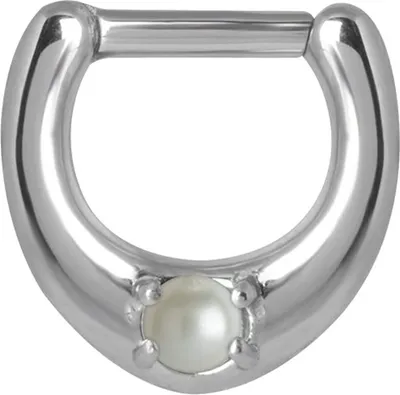 Produktbild von Karisma Edelstahl 316L Septum Clicker mit Perle 3mm Ohrring Nase 1,2x8mm - Silber
