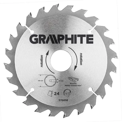 Produktbild von GRAPHITE Widia-Sägescheibe 160 x 30 mm, 24 Zähne, Scheibenstärke 2 mm, Zahnstärke 2,8 mm, Reduktionsstücke: 30 x 16 mm, 30 x 20 mm, 30 x 25,4 mm