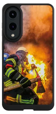 Produktbild von NIVOCASE Hülle für Samsung Galaxy S25 Edge Handyhülle NIVOcore Case Schwarz Feuer Feuerwehr Lebensretter