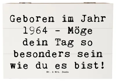 Produktbild von Mr. & Mrs. Panda Box Spruch 1964 Geburtstag 22 x 15 cm - Weiß - Geschenk, Geburtstagsgeschenk, Geburtsjahr, Kiste mit Deckel, Glückwunsch, schmucktruhe, Holzbox