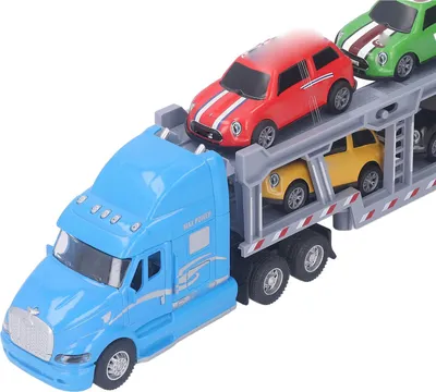 Productafbeelding van Transportvrachtwagen speelgoed, schaal 1:48, simulatie, pull-back, verzamelbaar, autotransportset voor jongens