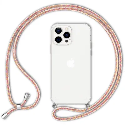 Obrázok produktu pre NALIA puzdro na mobilný telefón s retiazkou pre iPhone 13 Pro, priehľadné tvrdé puzdro a šnúra na mobilný telefón dúhová