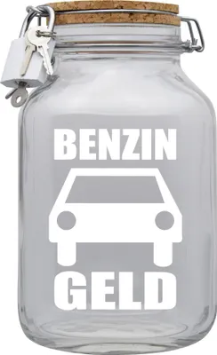 Produktbild von Spardose Geld Geschenk Ideen Benzin Geld Transparent Größe XXL 3 Liter
