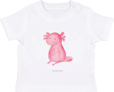 Produktbild von Mr. & Mrs. Panda Babyshirt Axolotl Niedlich 0. - 6. Monat - Weiß - Geschenk, Lebensweisheit, Baby Top, Zufrieden, Kinder Oberteil, Liebe, Kleinkind T-Shirt, , Freundin