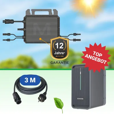Produktbild von Marstek Komplett-Set: B2500-D Speicher 2,24 kWh + M2-800 Wechselrichter + 3m Kabel -Balkonkraftwerkspeicher