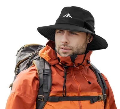 Immagine prodotto di Cappello a secchiello, impermeabile, protezione UV 50+, regolabile, pieghevole, antivento, nero, taglia XL (54-66 cm)