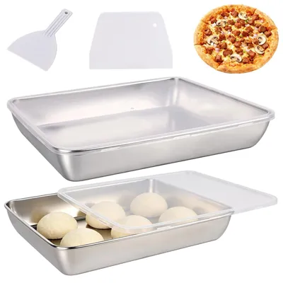 Image de Solidchoice - Boîte à pizza en acier inoxydable avec couvercle et spatule