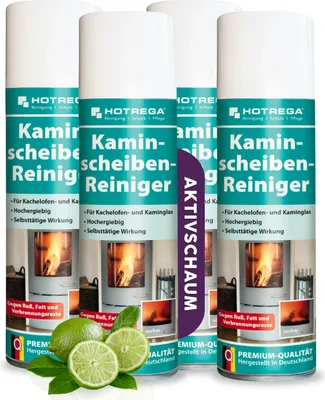 Produktbild von HOTREGA Kaminscheiben Reiniger 300ml Set mühelos Ruß vom Kaminglas entfernen Kachelofen Scheibe reinigen