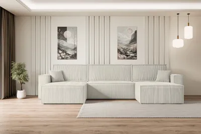 Produktbild von ALTDECOR Ecksofa mit Schlaffunktion und Bettkasten Corner Sofa Eckcouch Couch U-Form universal, links/rechts Schlafcouch Ausziehbar Wohnlandschaft Schlafsofa CELTIC-XLU - 377x143x83cm Cremeweiß