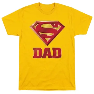 Image de T-shirt "Super Dad" Superman, pour hommes et femmes, modèle unie (TV38749) (Taille M) (Jaune)