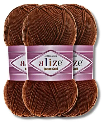 Zdjęcie produktu dla Alize 3x 100 g wełna Bawełna Gold, jednolita, szydełkowanie, dzierganie (690)